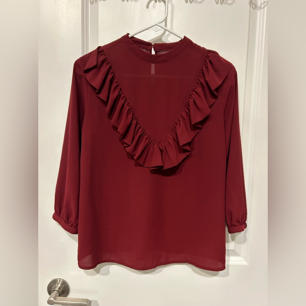 Maroon, chiffon, blouse, size small